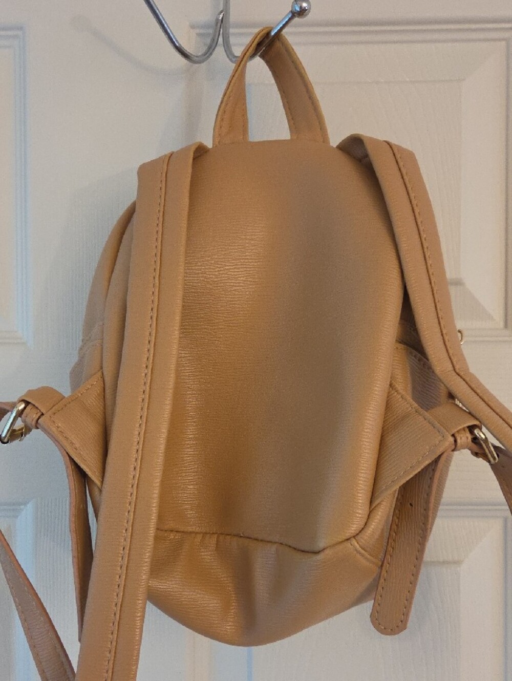 bebe Camel Mini Backpack with Gold Script Logo - Picture 2 of 4